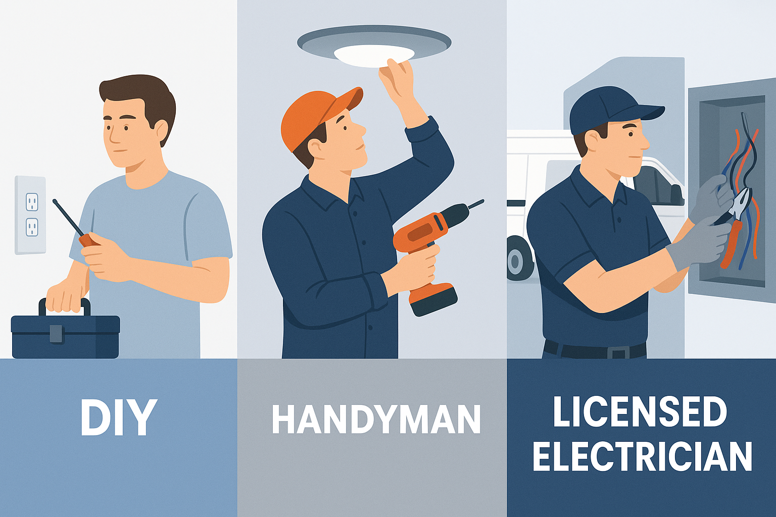 Who should you trust for electrical services—DIY, a handyman, or a licensed electrician?