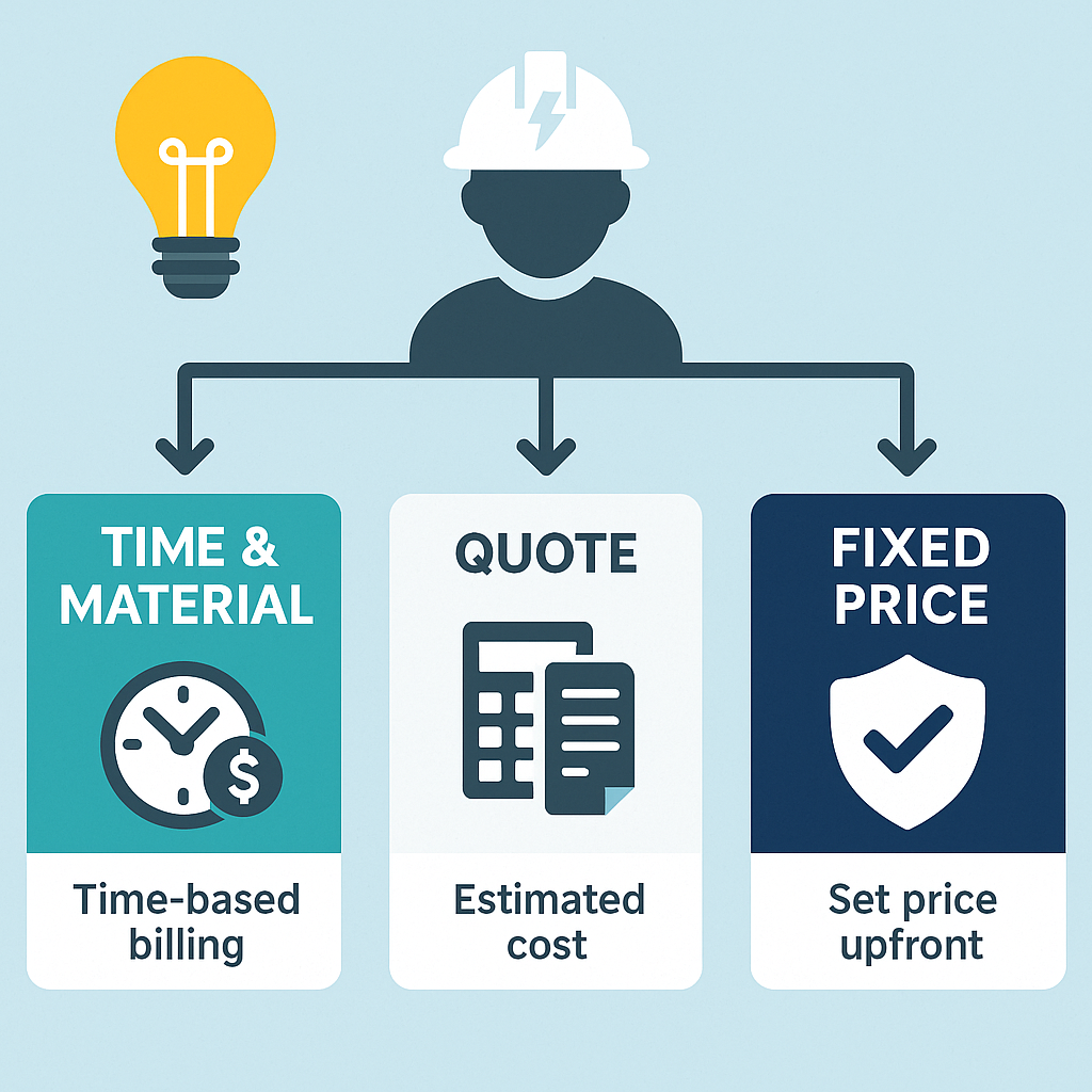 Understanding Electrical Work Pricing: Time & Material vs Quote vs Fixed Price